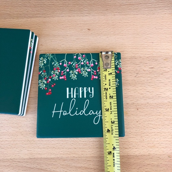 Christmas Happy Holidays Box of 4 Pc. Green Red Holidays Ceramic Coasters - Picture 14 of 15